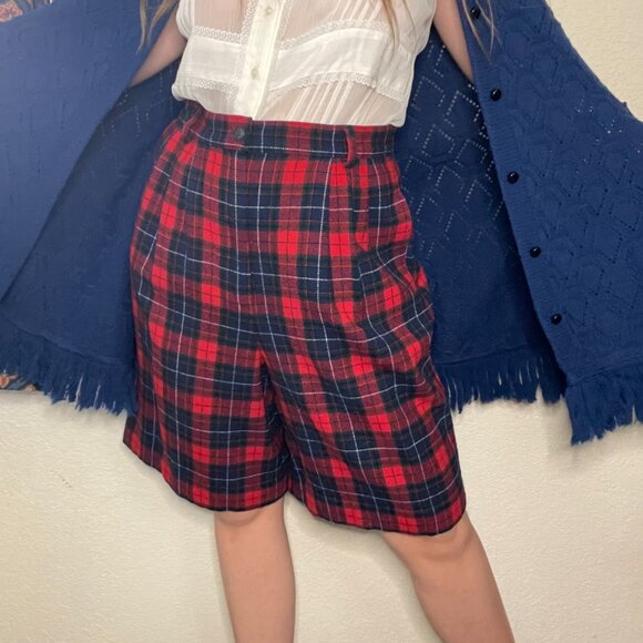 Vintage Pendleton Xmas Check Plaid Wool Shorts | Size Large - Picture 10 of 10